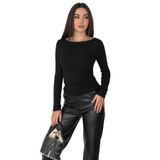 Kadın Omuz Açık Fit Bluz – Burgundy Glow, siyah, s