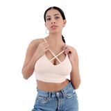 Kadın Önden Çapraz Bralet Pedli Spor Büstiyer Crop, L/XL, FA5800-1-19804IGP27190837
