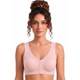 Kadın Önden Çıtçıtlı Pedli Lazer Kesim Dikişsiz Balensiz Sütyen, Pudra, 2XL