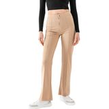 Kadın Önü Şerit Detaylı İspanyol Paça Krep Pantolon (Bej, 2XL)