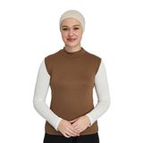Kadın Organik Balıkçı Yakalı Kolsuz Body, Açık Çikolata, L/XL