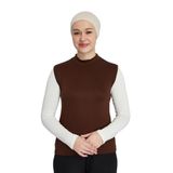 Kadın Organik Balıkçı Yakalı Kolsuz Body, Çikolata, L/XL