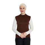 Kadın Organik Balıkçı Yakalı Kolsuz Body, Çikolata, S/M