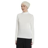 Kadın Organik Parmak Geçmeli Balıkçı Yakalı Body, Ekru, L-XL