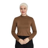 Kadın Organik Uzun Kollu Balıkçı Yakalı Body, Açık Çikolata, S-M