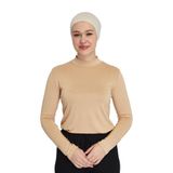 Kadın Organik Uzun Kollu Balıkçı Yakalı Body, Koyu Bej, S-M