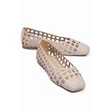 Kadın Örgü Babet Kare Burun Günlük Ayakkabı Alstro Bej