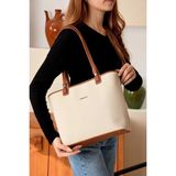 Kadın Orijinal Just Polo Yeni Sezon Büyük Boy Lüks El Çantası Shopper Ebat : 25 x 30 cm - Krem - Camel