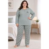Kadın Orta Yaş ve Üzeri Regular Büyük Beden Pamuk Anne Pijama Takımı 4584