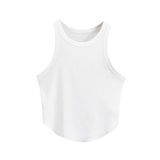 Kadın Oval Etekli Beyaz Renk Bisiklet Yaka Crop Top Bluz (Beyaz, S)