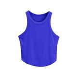 Kadın Oval Etekli Mavi Renk Bisiklet Yaka Crop Top Bluz (Mavi, M)