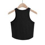Kadın Oval Etekli Siyah Renk Bisiklet Yaka Crop Top Bluz