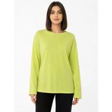 Kadın Oversize Basic Yeşil Uzun Kollu Bluz - Açık Yeşil