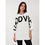 Kadın Oversize Beyaz Siyah Triko Kazak