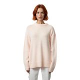 Kadın Oversize Bisiklet Yaka Triko Kazak Düşük Kollu Kış Mevsimi Rahatlığını Sunan Günlük Şıklık -Pembe-S