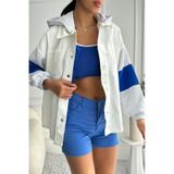 Kadın Oversize Çıkarılabilir Kapüşonlu Denim Bej Ceket