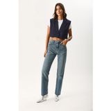 Kadın Oversize Çizgili Yelek - Lacivert-Beyaz LACİVERT-BEYAZ