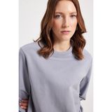 Kadın Oversize Geniş Kesim %100 Pamuk 2 İplik Bisiklet Yaka Açık Gri Sweatshirt