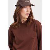 Kadın Oversize Geniş Kesim %100 Pamuk 2 İplik Bisiklet Yaka Kahverengi Sweatshirt