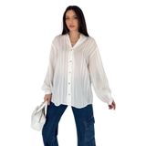 Kadın Oversize Gömlek – Düğmeli Salaş, beyaz, m