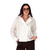 Kadın Oversize Gömlek – Uzun Kollu Rahat Kesim Şık Gömlek, beyaz, l