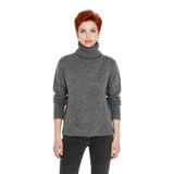 Kadın Oversize Kalıp Düz Balıkçı Yaka Triko Kazak Uzun Düşük Kol Günlük Basic Giyim Şıklığı -Antrasit-S
