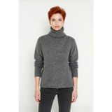 Kadın Oversize Kalıp Düz Balıkçı Yaka Triko Kazak Uzun Düşük Kol Günlük Basic Giyim Şıklığı