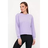 Kadın Oversize Karbon Fırçalı 3 İplik Crop Sweatshirt Lila