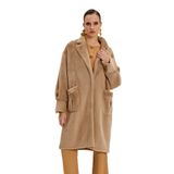 Kadın Oversize Kürk Kaban - Yumuşak Dokulu, Şık ve Modern Tasarım - Günlük ve Özel Kullanım için İdeal, Bej, 40