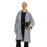 Kadın Oversize Kürk Kaban - Yumuşak Dokulu, Şık ve Modern Tasarım - Günlük ve Özel Kullanım için İdeal, Gri, 38