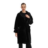 Kadın Oversize Kürk Kaban - Yumuşak Dokulu, Şık ve Modern Tasarım - Günlük ve Özel Kullanım için İdeal, Siyah, 44