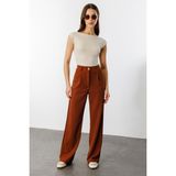 Kadın Oversize Palazzo Pantolon PANTOLON-001 - Açık Kahverengi
