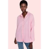 Kadın Oversize Pamuklu Dokuma Gömlek Basic Kalıp Günlük Kullanım Için Yaz Aylarının Vazgeçilmezi - 34 - Pembe
