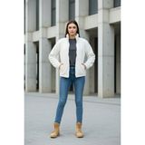 Kadın Oversize Peluş, Polar, Fermuarlı, Teddy Dik Yaka, Sıcak Tutucu Yumuşak Kışlık Ceket - Beyaz - Dropsuz - 2XL