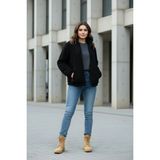 Kadın Oversize Peluş, Polar, Fermuarlı, Teddy Dik Yaka, Sıcak Tutucu Yumuşak Kışlık Ceket - Siyah - Dropsuz - 2XL