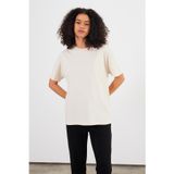 Kadın Oversize Rahat Kalıp Tişört%100 Pamuk - Naturel NATUREL