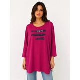 Kadın Oversize Relaxed Pembe Baskılı Tunik Bluz - Pembe