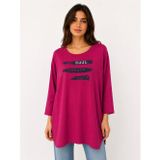 Kadın Oversize Relaxed Pembe Baskılı Tunik Bluz