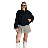 Kadın Oversize Süet Bomber Ceket – Fermuarlı ve Düğmeli Modern Tasarım | Geniş Kesim Şık Mont | Günlük ve Sokak Stili Kaban | Bahar & Sonbahar Kombinleri İçin Trend Ceket