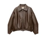Kadın Oversize Suni Deri Bomber Ceket – Kemerli, Fermuarlı Kısa Mont – Sonbahar/Kış Ceket – Şık ve Rahat Günlük Stil (Kahverengi, M)