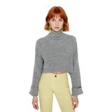 Kadın Oversize Super Crop Balıkçı Yaka Kışlık Triko Kazak Uzun Kollu Rahat Ve Şık Stil Kaliteli -Gri-M