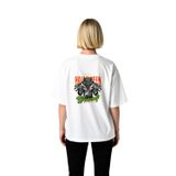 Kadın Oversize Tişört Cadı Bayramı Kurt Adam Avı Temalı Neon Baskılı Rahat Kesim Günlük Modern Şık