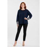 Kadın Oversize Triko Kazak - Leopar Detaylı Kol