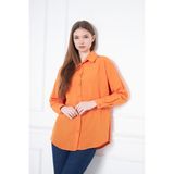Kadın Oversize Uzun Basic Gömlek - Turuncu - 36