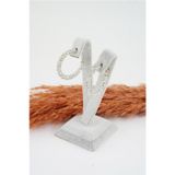 Kadın Özel Tasarım 4 cm Tırtıklı Halka Küpe