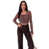 Kadın Paisley Desenli Kare Yaka Bluz – Rust Bloom, kahverengi, m
