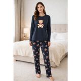 Kadın Pamuklu Ayıcıklı Pijama Takımı