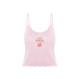 Kadın Pamuklu Baby Overloklu İp Askılı Şortlu Pijama Takımı KO70123 Şeftali L
