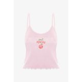 Kadın Pamuklu Baby Overloklu İp Askılı Şortlu Pijama Takımı KO70123 Şeftali S