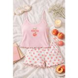 Kadın Pamuklu Baby Overloklu İp Askılı Şortlu Pijama Takımı